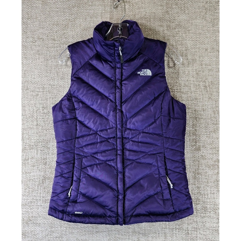 The North Face Alpz 550 Down Puffer Vest Womens S Purple Quilted Full Zip